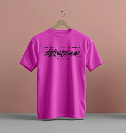 Crew Neck T-Shirts -Nature Lover(Pink)